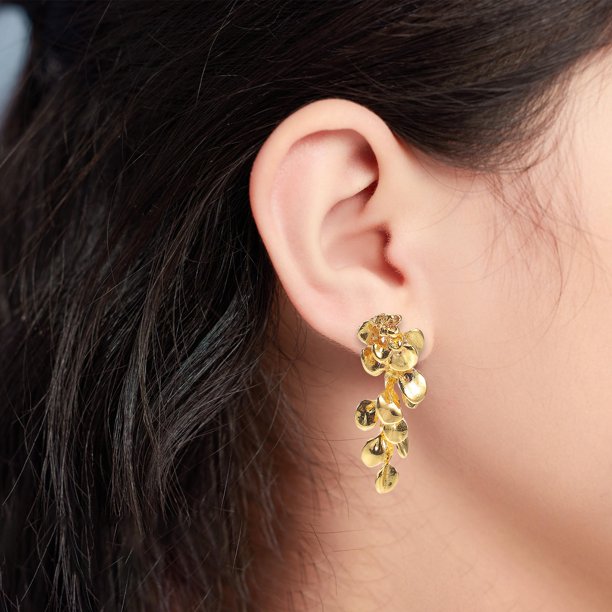 unbranded Aretes De Metal Dorado Con Floral Y Para Ocasiones Casuales Y Elegantes