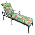 thumbnail image 3 of Jordan Manufacturing 74" x 22" Pensacola Multicolor Floral Rectangular Outdoor Chaise Lounge Cushion with Ties and Hanger Loop, 3 of 12