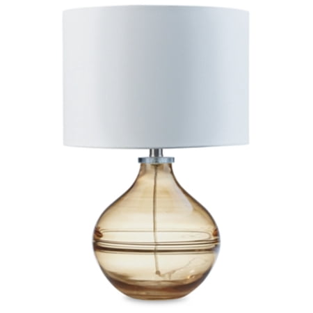 Signature Design by Ashley Lemmitt Modern 21.5  Transparent Amber Glass Table Lamp  Light Brown