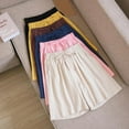 thumbnail image 4 of Summer Cotton Linen Loose Women's Shorts Casual Straight Short Pants Harajuku Elastic Waist Wide Leg Knee Length Shorts Women, 4 of 6