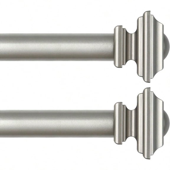 KAMANINA 2 Pack Curtain Rod 32 To 58 Inches 2.64.8ft 1 Inch Curtain Rods For Windows Single Drapery Rods With Square Finials Antique Silver