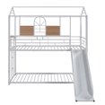 thumbnail image 4 of Gewnee Twin over Twin Bunk Bed,Metal House Bed with Slide and Ladder for Kids,White, 4 of 9