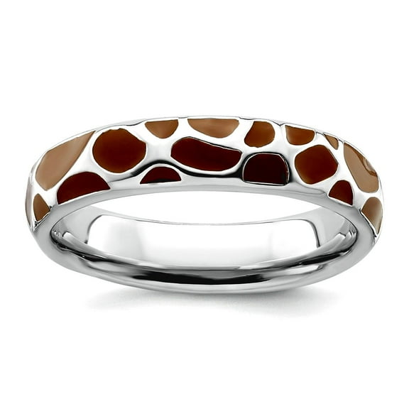 925 Sterling Silver Stackable Polished Enameled Animal Print Ring Size 7 Stackable Ring for Women