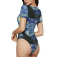 thumbnail image 3 of Gaeub The Starry Night Women'S Short Sleeve One Piece Swimsuit Sexy High-Waisted Bodysuit For Swimming, Beach, Sports - Small, 3 of 9