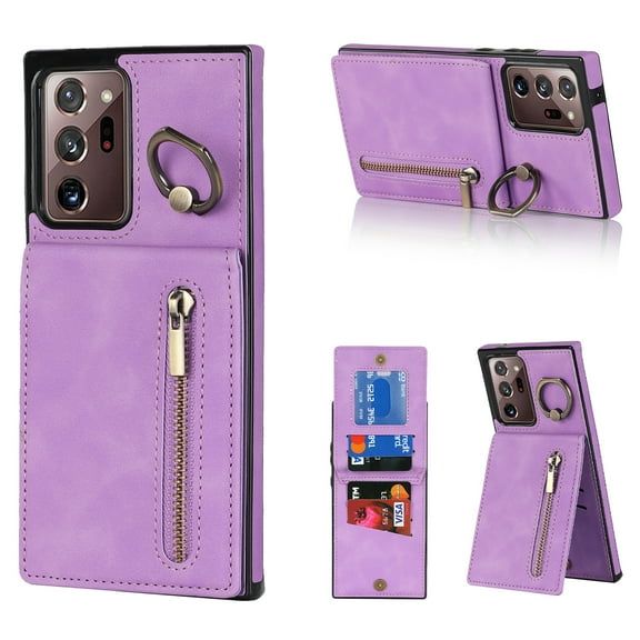 Feishell for Samsung Note 20 Ultra, Case Wallet with Card Holder Functional Two Way Kickstand Durable Zipper Pocket RFID Blocking Leather Protective Leather for Samsung Galaxy Note 20 Ultra, Purple