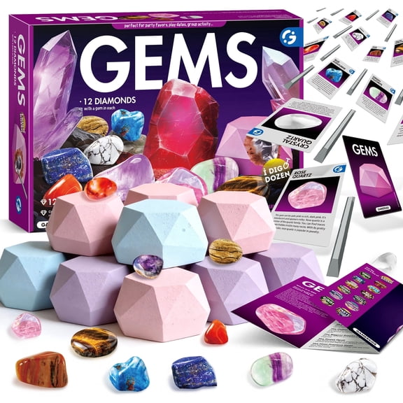 Piano Potato Gemstone Dig Kit, Dig Up 12 Real Rocks and Minerals, Gem Digging Kits, Toy Geology Archaeology Excavation Kits for Kids Age 6-12