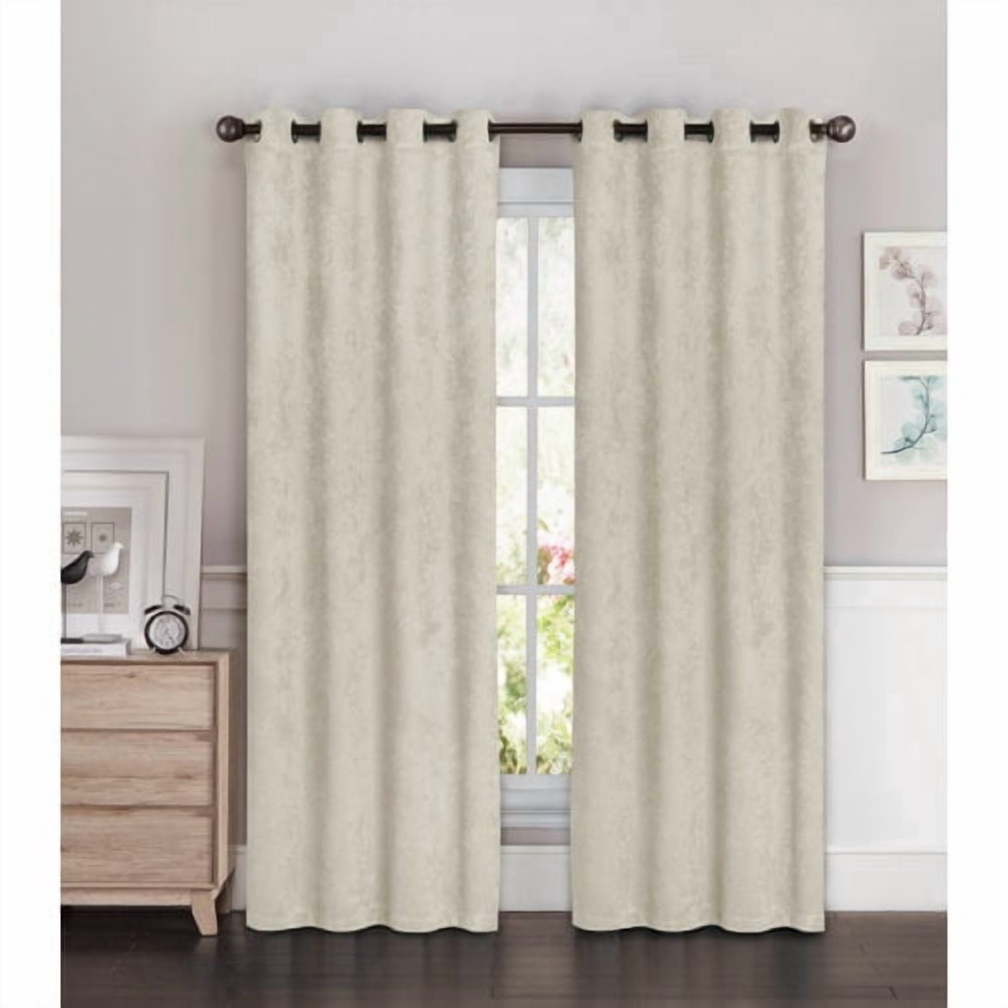 Faux Suede Room Darkening 108 x 96 in. Grommet Curtain Panel Pair