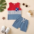 thumbnail image 4 of Otqutp Toddler Fashion Clothes Set Kids Boys Girls 4th Of July Sleeveless Independence Day Star Prints T Shirt Tops Shorts Outfits, 4 of 7