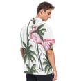 thumbnail image 4 of Ckdifva Flamingo with Palm Trees Mens Button Down Short Sleeve Shirt Casual Shirts Beach Hawaiian Shirts, 4 of 8
