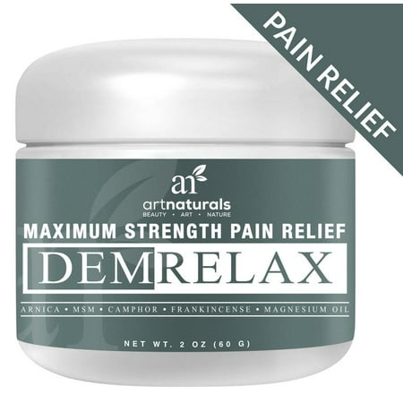Art Naturals Demrelax Pain Relief Cream 2.0 oz - Helps Relieve Sore Joints, Muscles, Back, Neck Pain & Arthritis - Maximum Strength Treatment - Arnica, MSM & Magnesium | Naturally Derived (Best Treatment For Sore Muscles)