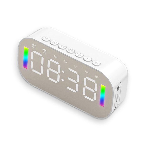 Despertador LED para oficina en casa, compatible con Bluetooth, manos libres, micrófono incorporado, reproductor de música, recargable, brillo, ajustable, blanco Inevent HA010355-02B
