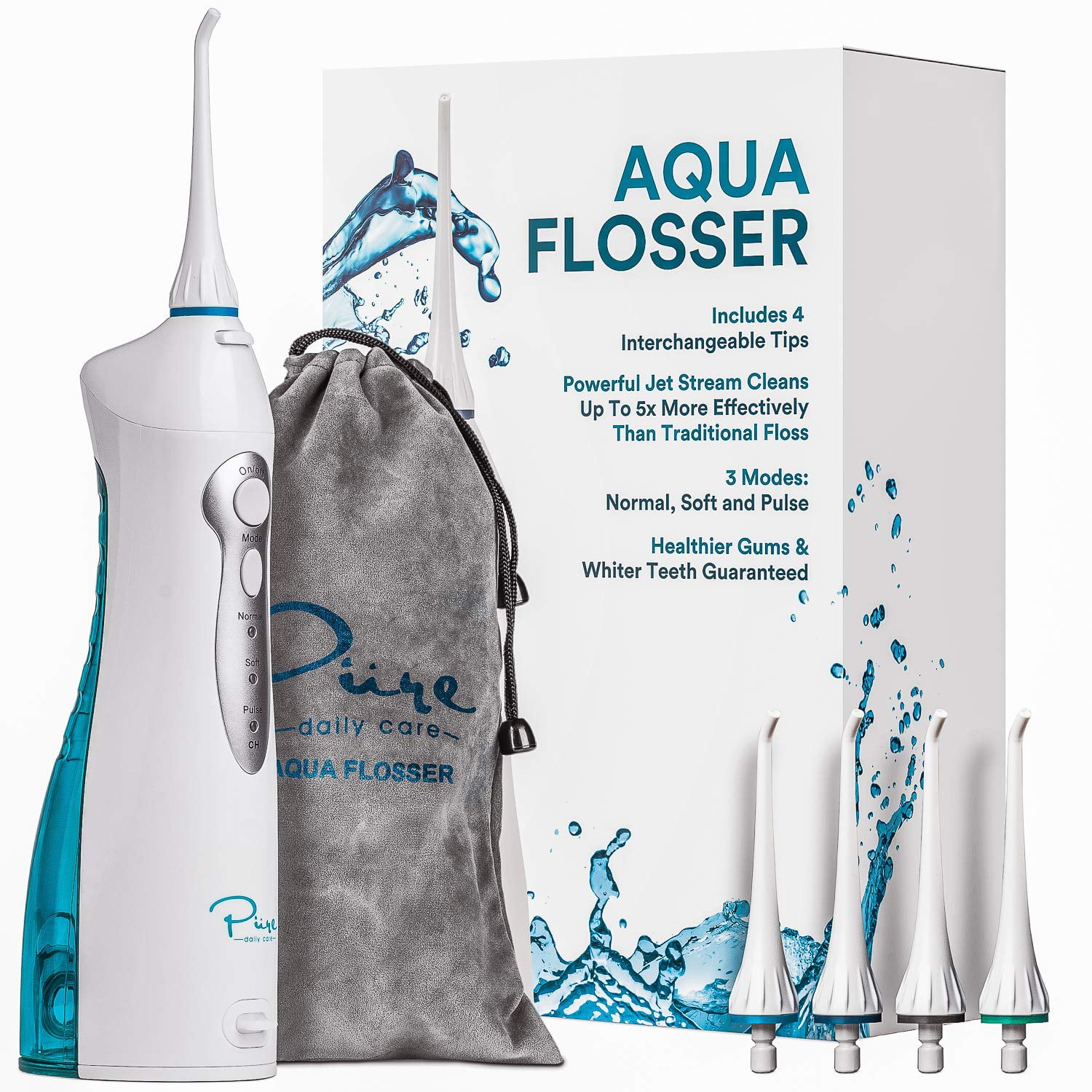 Flosser Irrigador Bucal Recargable Profesional con Puntas