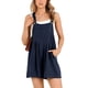 thumbnail image 2 of Mono corto de lino con tirantes ajustables para mujer, estilo informal de verano - Corte holgado, cuello cuadrado, 2 of 7