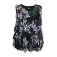 thumbnail image 1 of Women's Printed Mesh V-Neck Ruffle Tank, 1 of 4