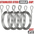thumbnail image 4 of 4 * 12ft Stainless Steel Cable, 1/8" Wire Rope, 7x7 Strands Stainless Steel Wire for Triangle, Rectangle and Square Sun Shade Sail Fixing, Wire Cable for Clothes Line and Outdoor Lights String B, 4 of 5