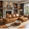 thumbnail image 6 of Ovios 114" Cloud Sectional Sofa, L-Shaped Deep Seat Modular Boneless Couch, No Assembly Required,Brown(Faux Leather), 6 of 11