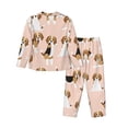 thumbnail image 2 of Goofa Beagle Dog On Brown Printed Women’s 2 Piece Pajama Set Super,Pajamas Women's Long Sleeve Sleepwear Soft Button Down Loungewear Pjs Lounge Set Nightwear-Large, 2 of 9