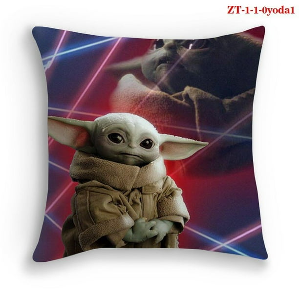 Juguete de peluche de dibujos animados para bebé Yoda, funda de almohada con impresión Digital 3d a todo Color, bricolaje45X45cm double sid Gong Bohan LED