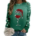 thumbnail image 5 of Kedxroy Womens Christmas Sweatshirt Red Glass Santa Hat Graphic Sweater Long Sleeve Xmas Gift Pullover Blouse Tops(Green,M), 5 of 8