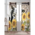 thumbnail image 2 of Sheer Curtains 108 Inches Long 2 Panels Set for Living Room, Retro Farmhouse Flower Semi Sheer Curtains for Windows, Yellow Sunflowers Cow Barn Doors Brown Voile Window Treatments Rod Pocket Curtain, 2 of 7