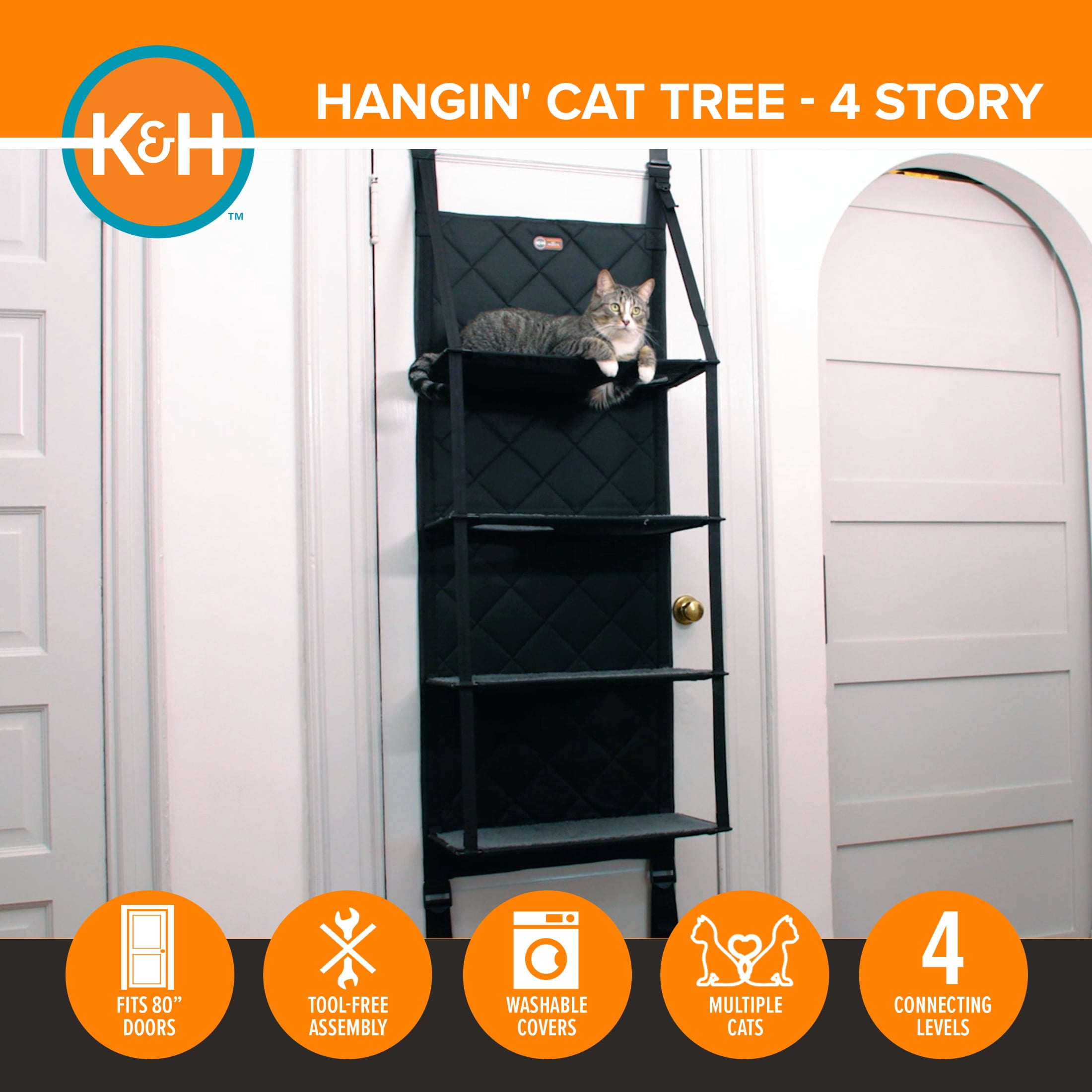 K&H Pet Products Hangin’ Cat Tree - 4 Story Gray 22 X 12 Inches