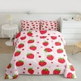 thumbnail image 3 of Homewish Strawberries Bedding Comforter Set,Cute Polka Dot Twin Comforter Sets,Red Pink Bedding Set For Girl Kids,Breathable Home Decor Reversible,2pcs, 3 of 9