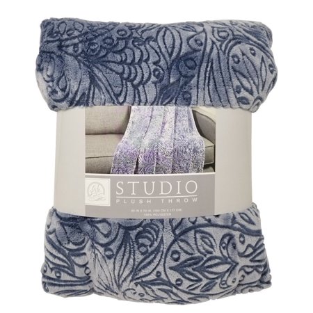 Life Comfort Studio Plush Throw 100 Polyester 60 X 70 In Blue