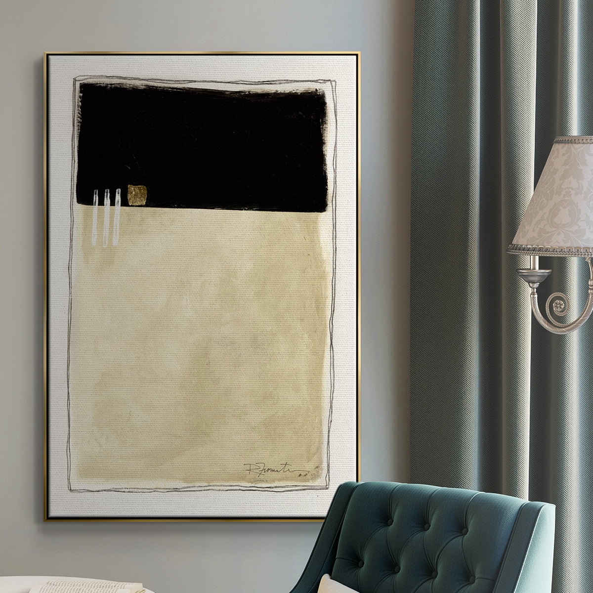 Inner Musing II Framed Premium Gallery Wrapped Canvas - Ready to Hang - 25 x 37 - Gold Floating Frame
