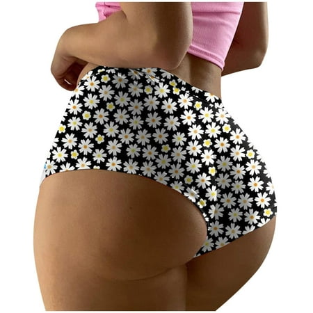 GHSOHS Womens Underwear Panty No Show Underwear Womens Tummy Control Underwear Women s Fashion High Waist Underwear Printed Seamless Breathable Panties Briefs Panties Cotton Crotch Underpants Wh S