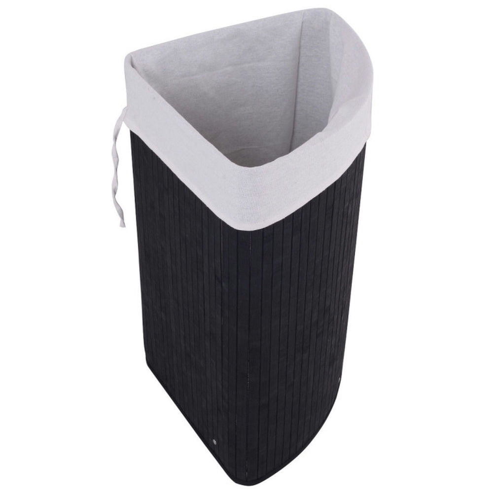 Finihen Laundry Hamper, Laundry Basket, Corner Bamboo Hamper Laundry Basket, for Bathroom, laundry Room, Black Finihen Laundry Hamper, Laundry Basket, Corner Bamboo Hamper Laundry Basket, for Bathroom, laundry Room, Black