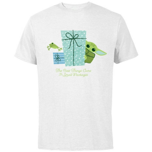Star Wars The Mandalorian Grogu Small Packages Holiday Standard - Short Sleeve Cotton T-Shirt for Adults - Customized-White