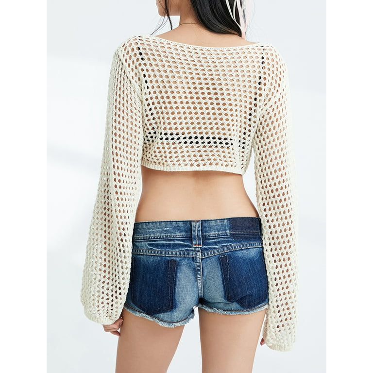 Buy WHITE SQUARE-NECK CROCHET CROP TOP for Women Online in India