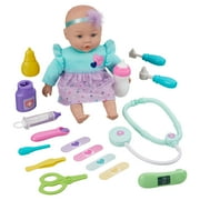 My Sweet Love Feed and Cuddle 12.5-inch Baby Doll and Doctor Play Set, 17 Pieces