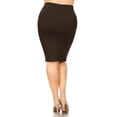 thumbnail image 3 of Women's Solid Casual Elastic Waistband Stretchy Office Knee Length Midi Pencil Skirt S-3XL, 3 of 4