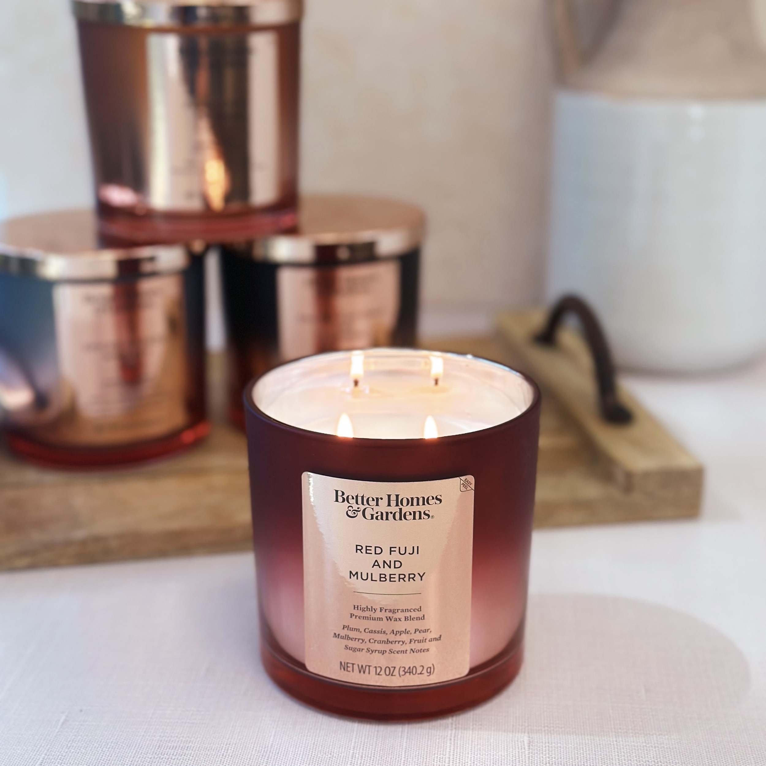 Better Homes & Gardens Red Fuji & Mulberry Scented 2-Wick Metallic Ombre Jar Candle 12oz