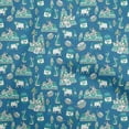 thumbnail image 1 of oneOone Polyester Spandex Teal Blue Fabric Kalamkari Traditional Sewing Material Print Fabric By The Yard 56 Inch Wide, 1 of 5