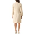 thumbnail image 3 of INSPIRE CHIC Suit Set for Women's 2 Piece Outfits Tweed Peplum Collarless Blazer Jacket and Skirt Sets XS Beige, 3 of 6