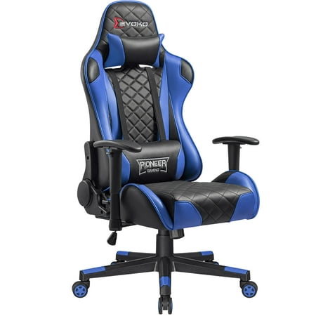 Devoko Gaming Chair Racing Style High Back Computer Chair with Adjustable Armrests Ergonomic Office Chair with Headrest and Lumbar Support, Blue