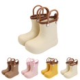 thumbnail image 3 of XIMIN Kids Boys Girls Short Ankle Rain Boots with Easy-On Handles Easy-on Lightweight Waterproof Plain Rubber Rainboots Outdoor Portable Shoes, 3 of 6