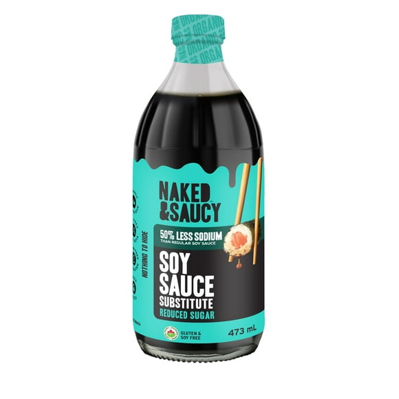 Aminos de noix de coco à faible teneur en sodium Naked & Saucy, substitut de sauce soya, 473 mL
