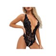 thumbnail image 3 of hirigin Women Halter Babydoll Lingerie, Sleeveless Deep V Neck Floral Lace High Cut Bodysuit, 3 of 6