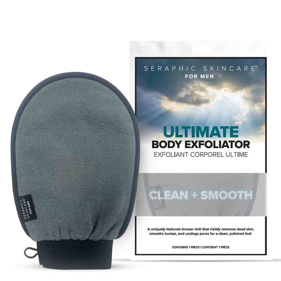 Seraphic Skincare Men Ultimate Body Exfoliating Mitt for Body, Exfoliating Glove & Body Scrubber for Shower Use, Deep Body Exfoliation, Dead Skin Removal & Self Tanner Washcloth