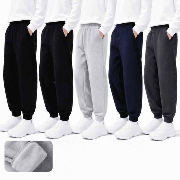 Girls Fleece Lined Sweatpants Toddler 5 Pack Jogger Pants with Pockets Kids Athletic Clothes 2T-14