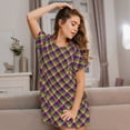 thumbnail image 3 of Gukieu Mardi Gras Plaid Print Women's Nightgown, A-line Round Neck Short-sleeved Nightgown Pajamas Home Wear Suitable for Home and Outing, 3 of 6