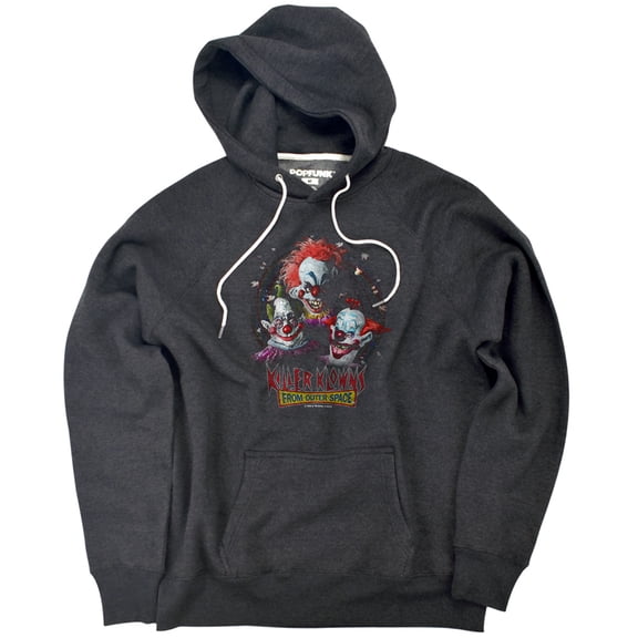 Killer Klowns From Outer Space Killer Klowns Unisex Adult Slim Fit Pull-Over Heather Hoodie, Charcoal, Small