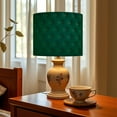 thumbnail image 6 of Linen Drum Lampshades Dark green color Deep emerald seamless for premium royal 13"x13"x10" Light Shade for Table Lamps Floor Lamps Drum Lamp Shades Lampshade Replacement Assembly Required, 6 of 8