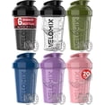 thumbnail image 1 of Botellas shaker para proteína VELOMIX, paquete de 6, 20 oz, a prueba de fugas, 1 of 7