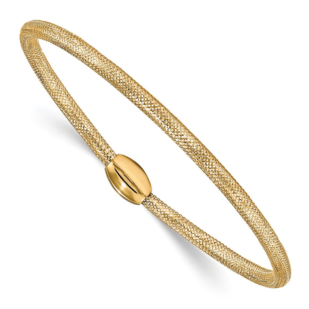 AA Jewels Solid 14k Yellow Gold Mesh Stretch Bracelet