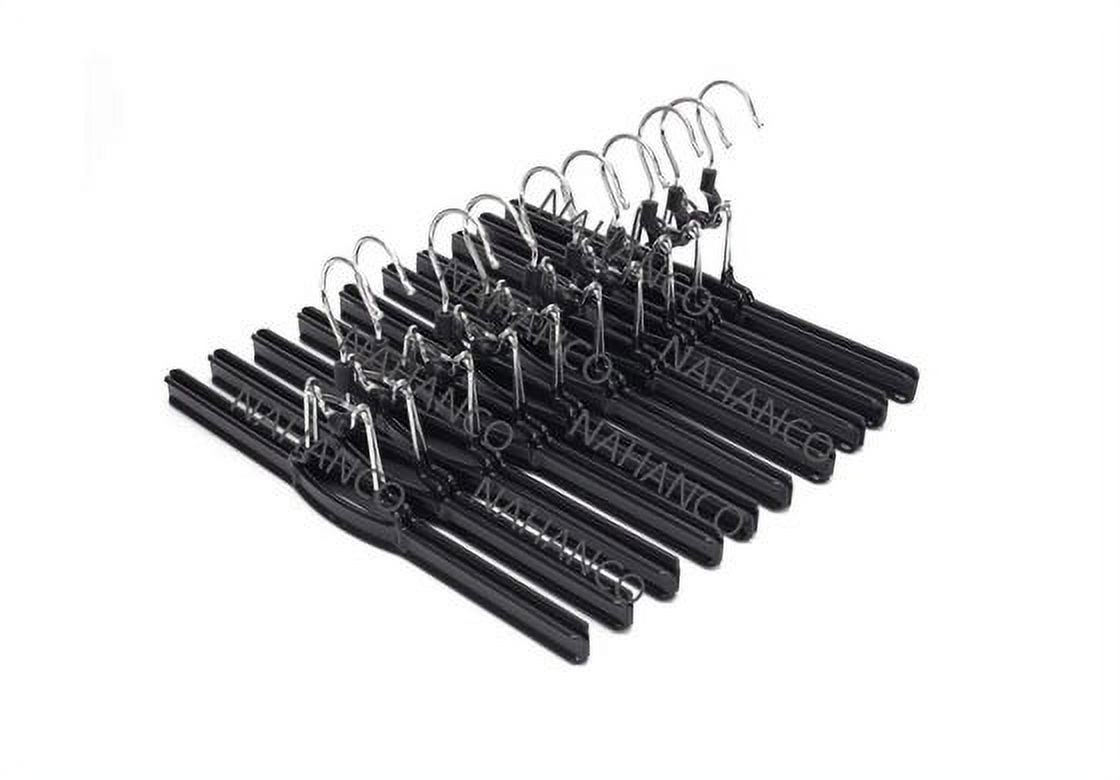 NAHANCO Non slip metal skirt/pant hanger with rubberized clamp, 10", Black - 50/CTN