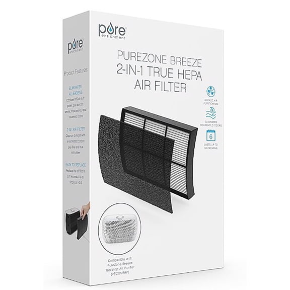 Pure Enrichment 2-in-1 True HEPA Air Purifier Filter with Carbon, 0.45 oz, for PureZone Breeze